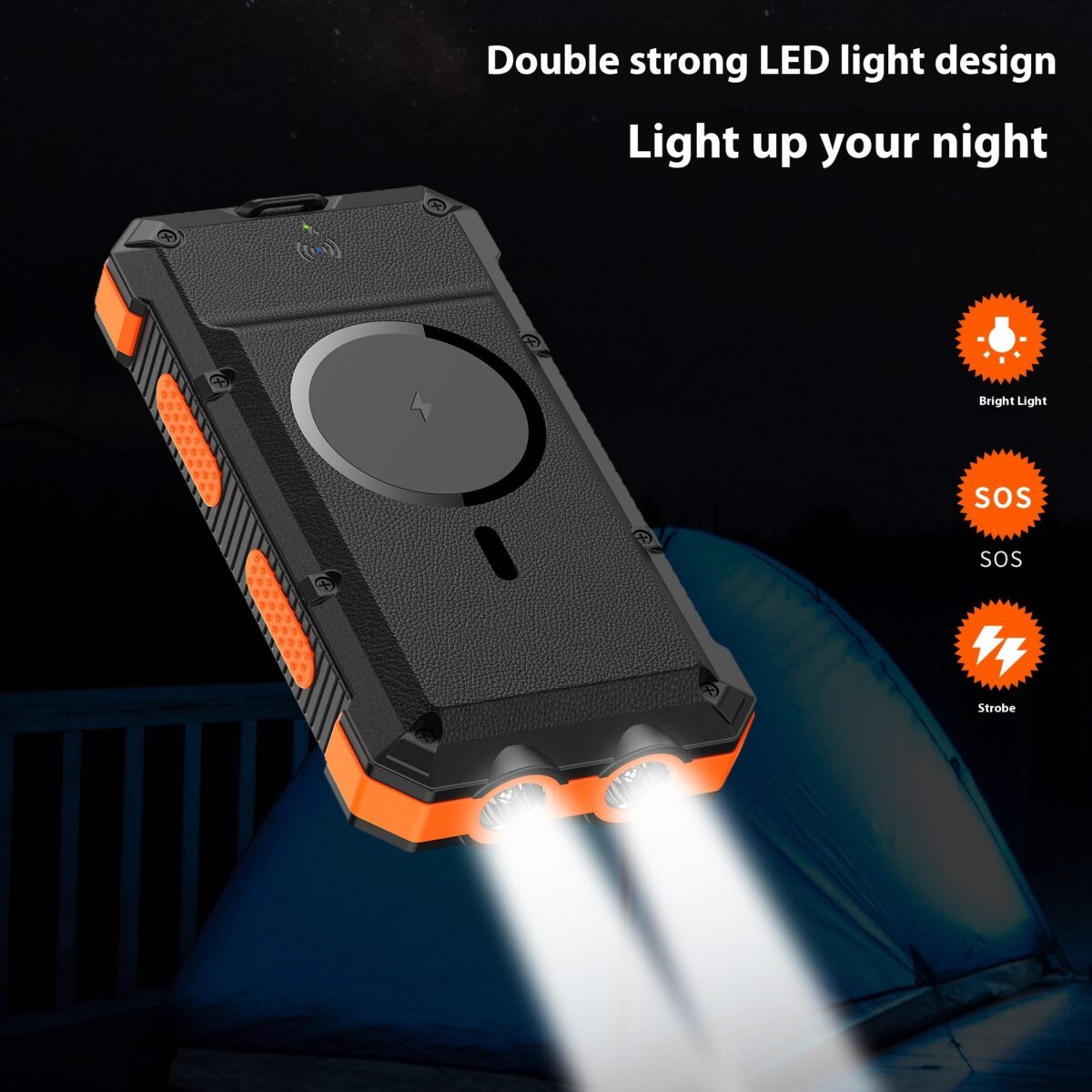 Solar Magnetic Wireless Charger Power Bank 20000 MA Outdoor Lighting Waterproof - Image 2