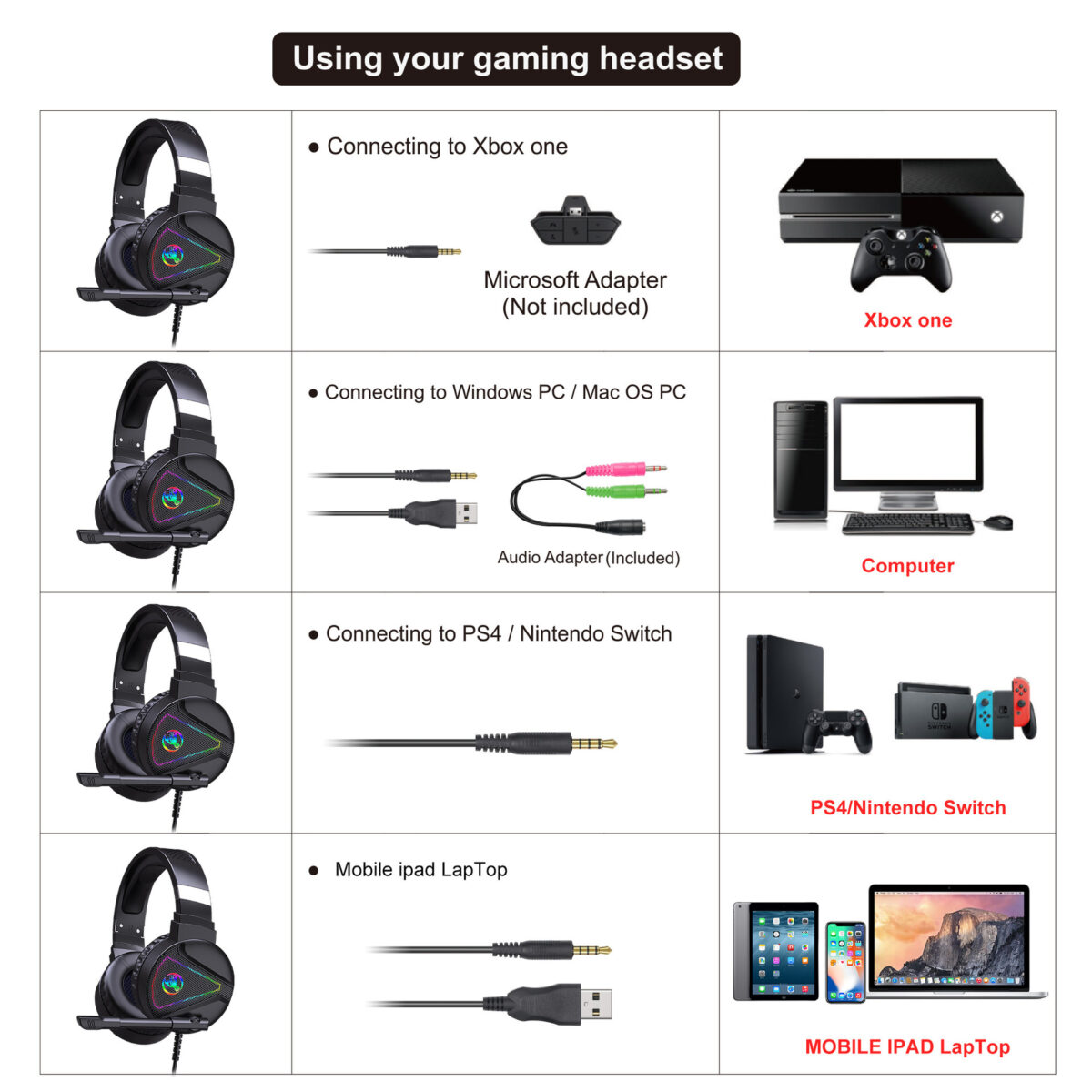 RGB Luminous ABS Headset - Image 4