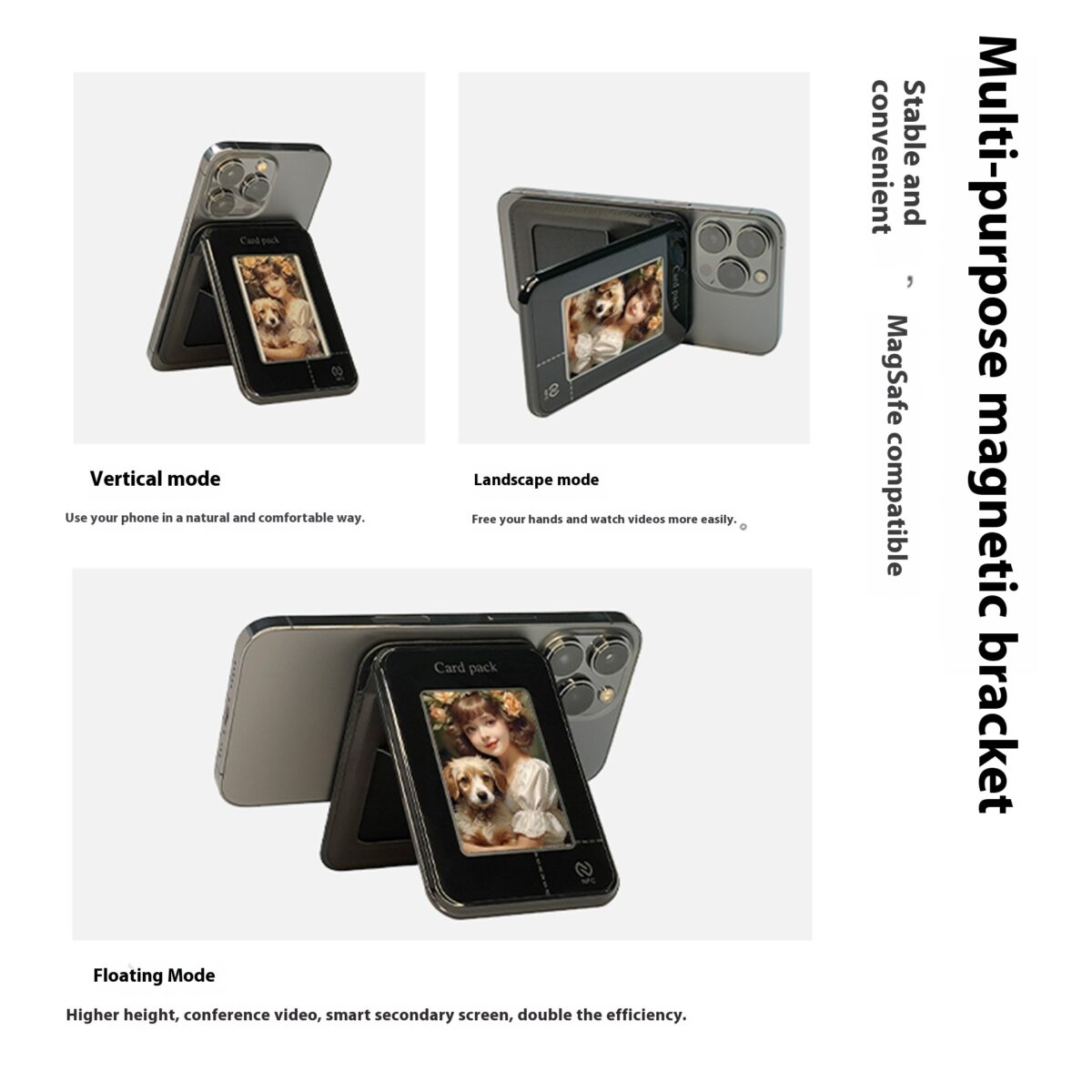 E-ink Screen Card Holder Magnetic Bracket Phone Case - Image 2
