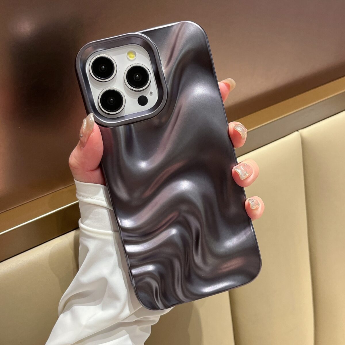 All-inclusive Matte Black Water Ripple Phone Case - Image 4