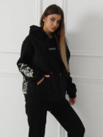 Women's Solid Color Floral Long Sleeved Sweatshirt - Image 3