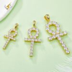 Moissanite Cross Necklace Sterling Silver Gold Plated