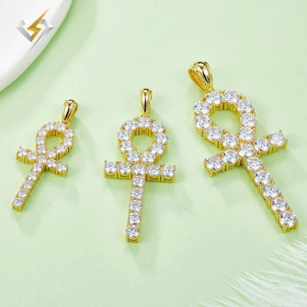 Moissanite Cross Necklace Sterling Silver Gold Plated