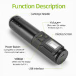 Black Poor Qi Adjustable Radio Source Long Pen Motor Tattoo Machine Mini Tattoo Pen With USB Charging Cable - Image 3