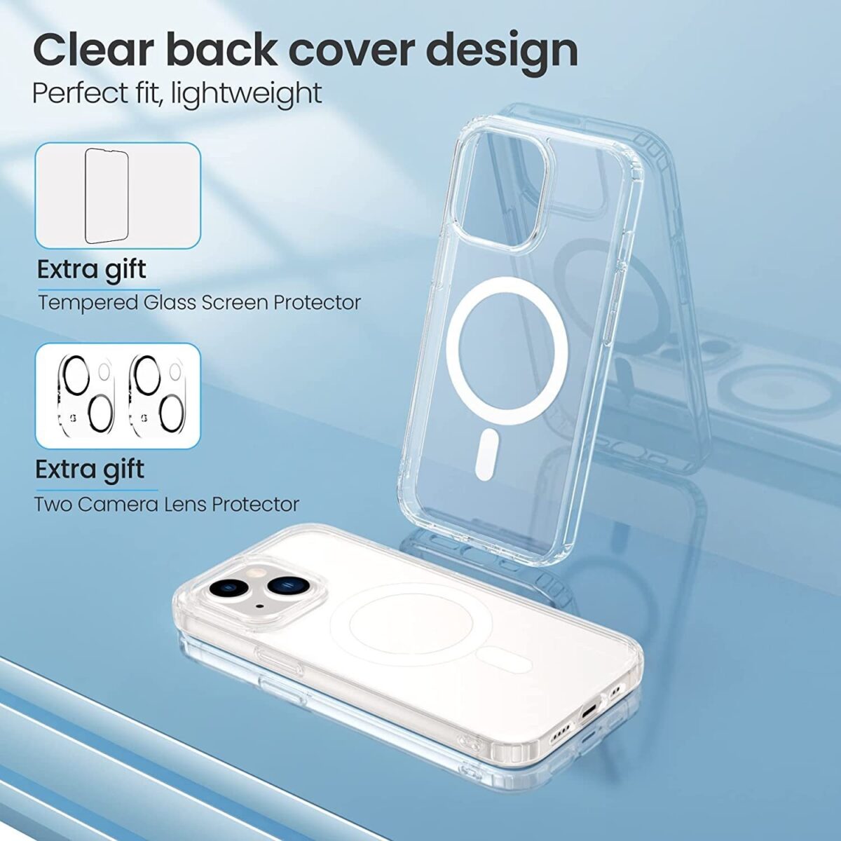 Transparent Magnetic Phone Case Tempered Film Lens Protector Set - Image 1
