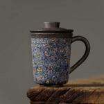 Japanese Style Rock Mine Office Hand-made Ceramic Tea Cup With Lid - Image 7