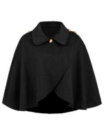 Fashion Solid Color Wool Cape Coat - Image 5