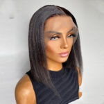 Short Bob Wig Bone Straight 13x4 Transparent Lace Front Wigs - Image 2