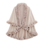 Autumn And Winter Rabbit Fur Collar Double Layer Artificial Cashmere Cape And Shawl - Image 7