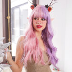 Cosplay Long Wave Red And Green Synthetic Wigs - Image 6