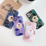 Geometric love stitching marble phone case - Image 2