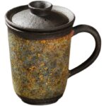 Japanese Style Rock Mine Office Hand-made Ceramic Tea Cup With Lid - Image 4