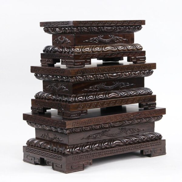 Lotus Buddha Base Guanyin Ornaments Red Sandalwood Carving Crafts