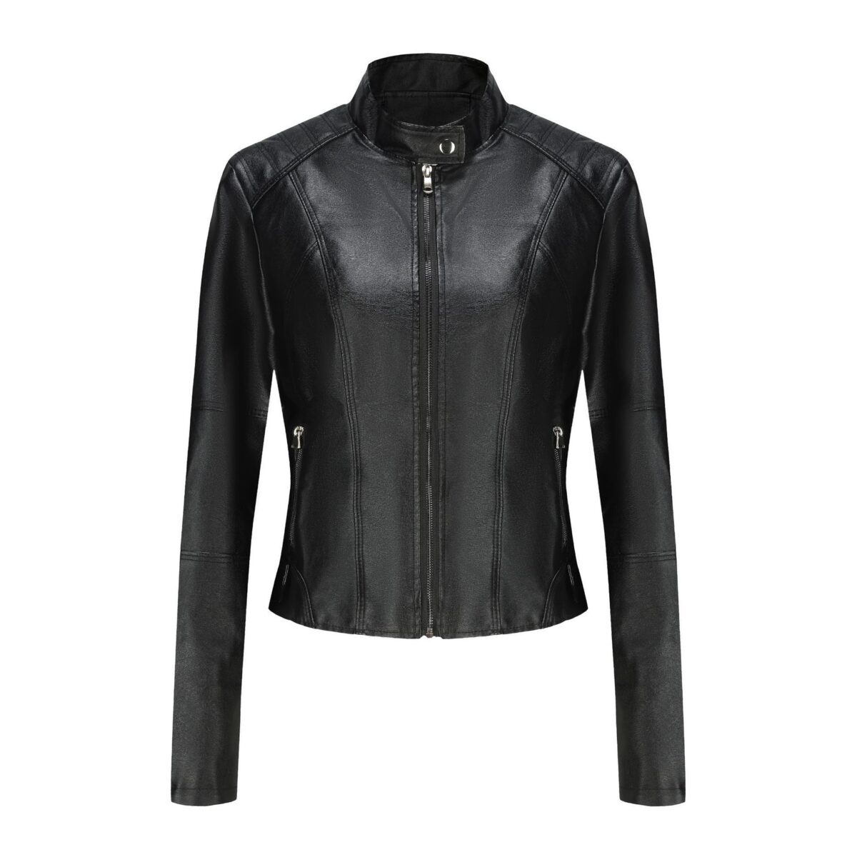 Women's Short Slim-fit Leather Coat - Image 1