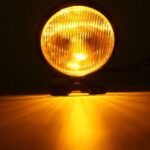 Round Bottom Mount Headlight - Black Amber Lens - Image 3