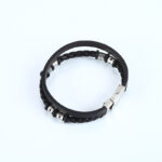 Stainless Steel Woven Leather String Couple Bracelet - Image 6