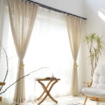 Japanese Linen Half Shade Curtain Solid Color Balcony Bedroom Living Room