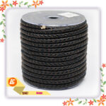 Braided Black Real Cowhide Rope Round - Image 6