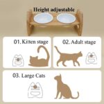 Pet Bowl Ceramic Double Bowl Wooden Stand Neck Protection Dog Cat Food Basin Height Adjustable Tilt Separate Bowls Pet Accessori - Image 2