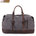 Canvas Traveling Crazy Horse Leather Casual Travel Messenger Shoulder Bag Large Capacity - Image 7