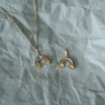 9K Gold Exquisite Colorful Zircon Rainbow Shape Pendant - Image 2