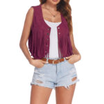 Vest Women's Suede Short Tassel Cardigan Sleeveless Retro
