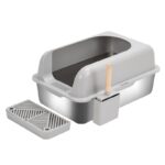 Alloy Litter Box Easy To Clean Widen And Thicken Leak-proof Sand Large Space Semi-closed Cat Toilet - Image 4
