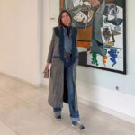 Color Matching Plaid Woolen Coat Women