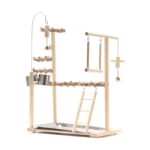 Bird Playground Interactive Platform Stand Pole Solid Wood Frame - Image 2