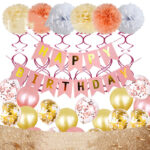 Birthday Party Set Paper Flower Ball Letter Pull Flag Birthday Party Decoration Sequined Balloon - Image 5