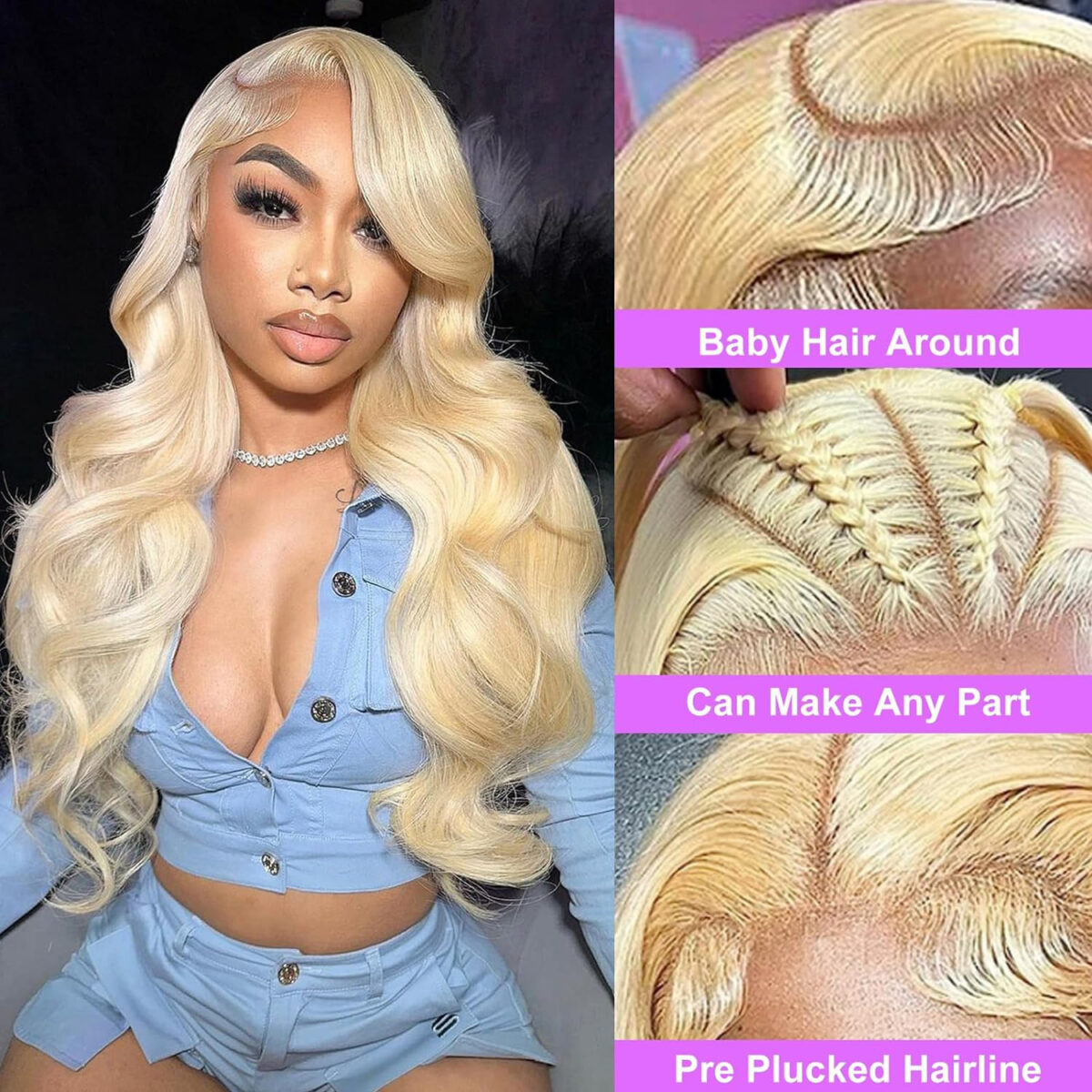 Former LACE Head Cap LACE FRONTAL WIG13x4 Straight 613 BLONDE Straight Hair - Image 1