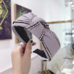 Fabric Diamond-studded Knotted Wide-brimmed Toothed Headband - Image 7