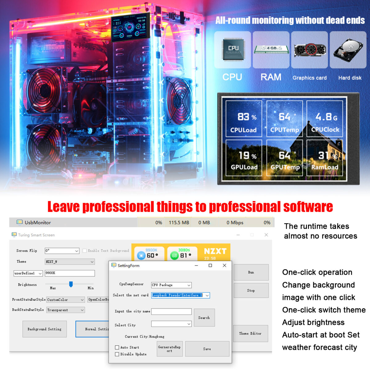 3.5-inch Computer Small Secondary Screen IPS Full View USB Chassis Monitor Date Display - Image 8