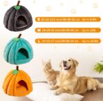 New Pumpkin Cat Bed Cat Beds For Indoor Cats Cute Pumpkin Shape Cat Cave Bed Cat Tent Halloween Cat House Bed Warm Sleeping Bed For Cats Small Dogs - Image 4