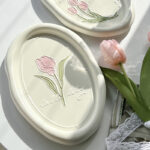 Common Calla Tulip French Relief Ceramic Plate Tableware - Image 4