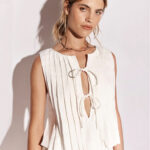 Spring And Summer New Lace-up Cotton And Linen Women's Shirt - Image 5