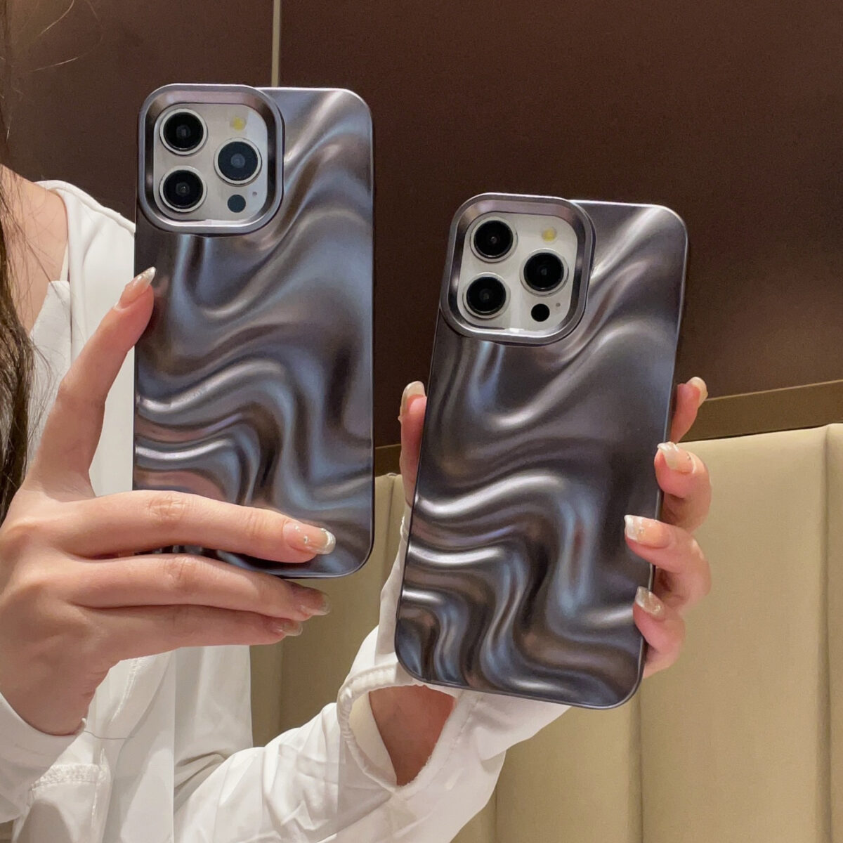 All-inclusive Matte Black Water Ripple Phone Case - Image 3