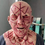 Horror Headgear Bald Old Man Blood Scar Mask Party Props - Image 3