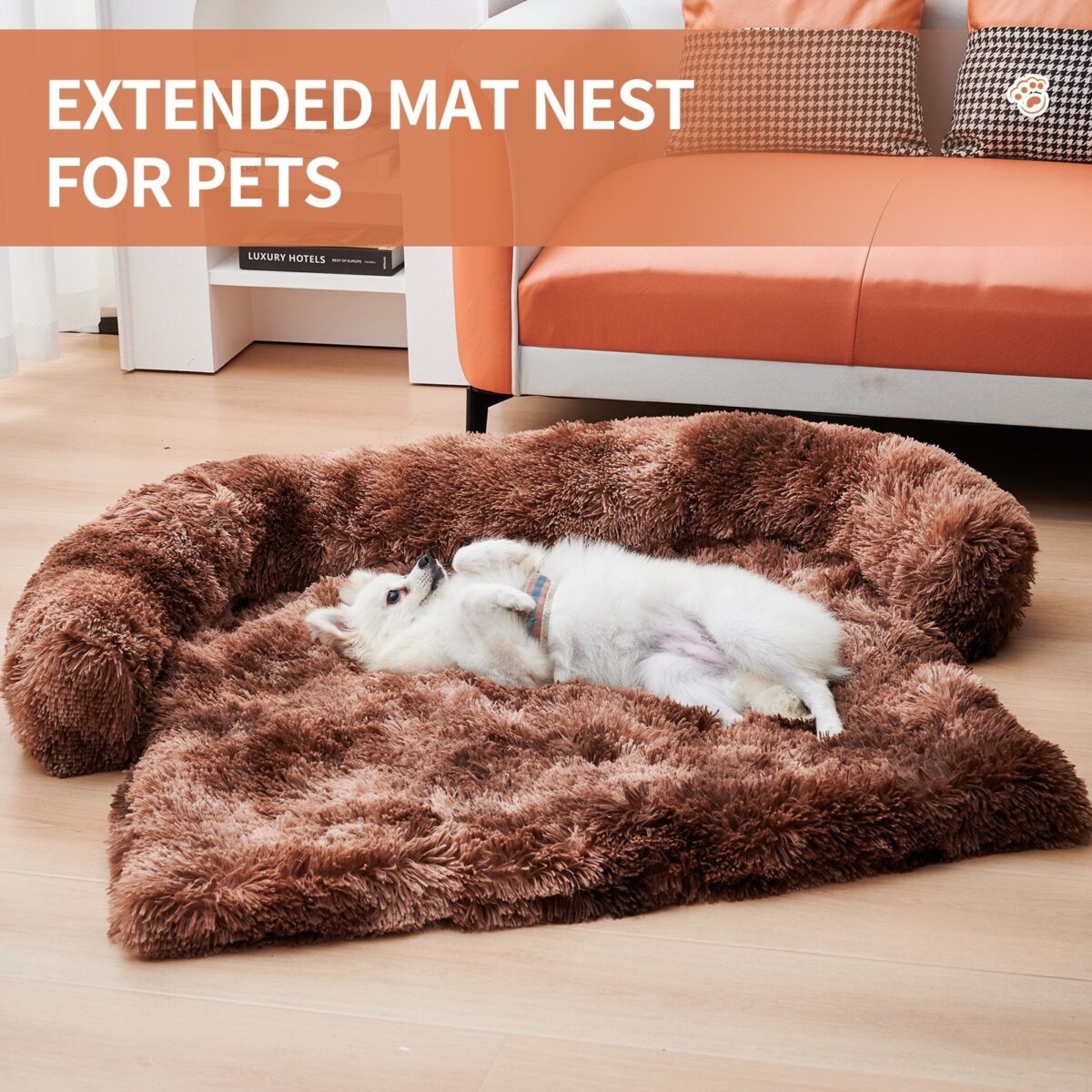 Calming Dog Bed Fluffy Plush Dog Mat For Furniture Protector With Zipper Removable Washable Cover For Large Medium Dogs And Cats - Image 6