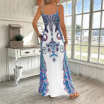 Dress V-neck Sleeveless Jumpsuit Print - Image 2