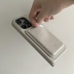 Original Cream Grey Leather Card Bag