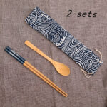 Wooden Chopsticks Spoon Set Travel Portable Tableware - Image 9