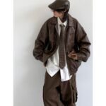 Japanese Retro Motorcycle Leather Jacket Loose High Street - Image 4