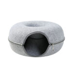 Four Seasons Available Cat Nest Round Woolen Felt Pet Dual-use Cat Nest Tunnel Interactive Training Toy Grey Felt Cat Nest - Image 8