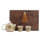 Enamel Colored Dragon Phoenix Auspicious Gilded Silver Kung Fu Tea Set - Image 5