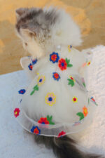 Mesh Flower Embroidery Dress Cat Clothes - Image 3