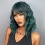 Full-head Wig Chemical Fiber Air Bangs Green Curly Hair - Image 6
