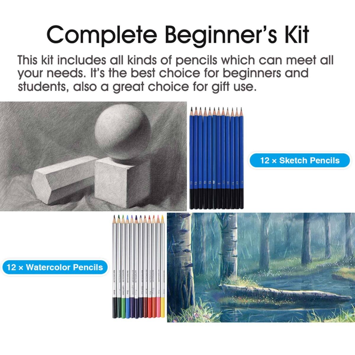 Sketch Drawing Color Pencil Set Charcoal Art Brush Set 72 Piece Painting Set - Image 8