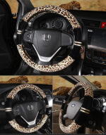 Winter Plush Car Steering Wheel Covers Leopard Grain - Image 2