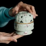 Hand Drawn Orchid Xiangyun Ceramic Incense Burner - Image 3